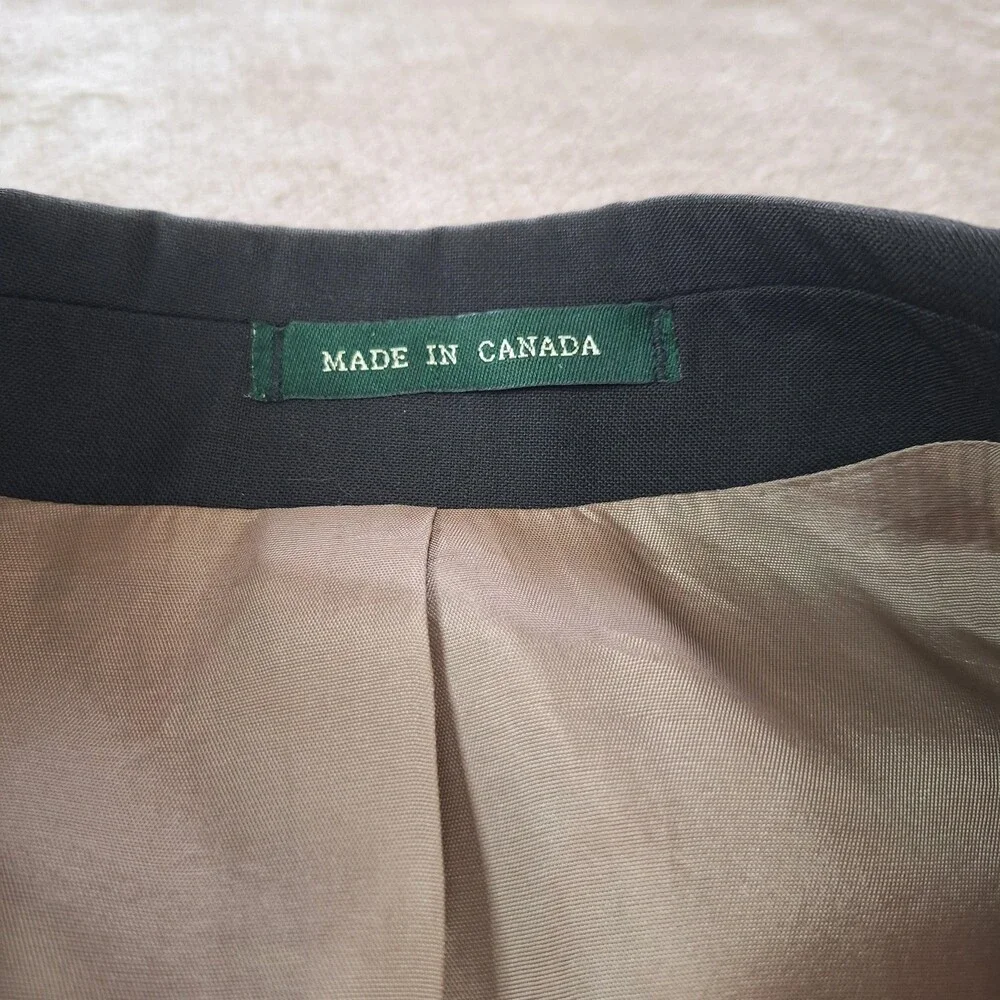 Lauren Ralph Lauren 2 Piece Suit Mens 46L Charcoal Pleated Pants Made Canada